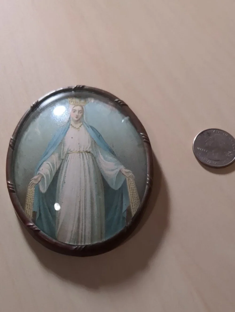 Antique French Religious Medallion And Holy Communion Certificate